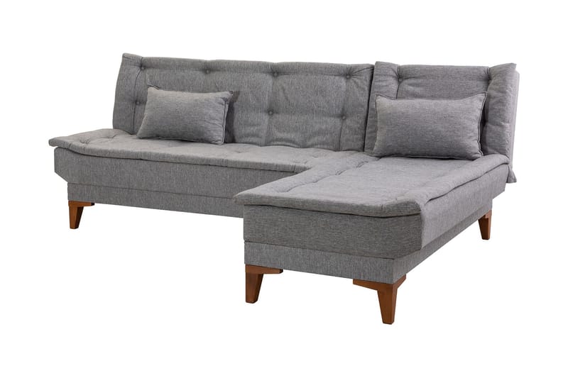 Hunterville Sovesofa m. Chaiselong 4-Pers. 107x205 - Grå - Møbler - Sofaer - Sovesofaer - Sovesofa chaiselong