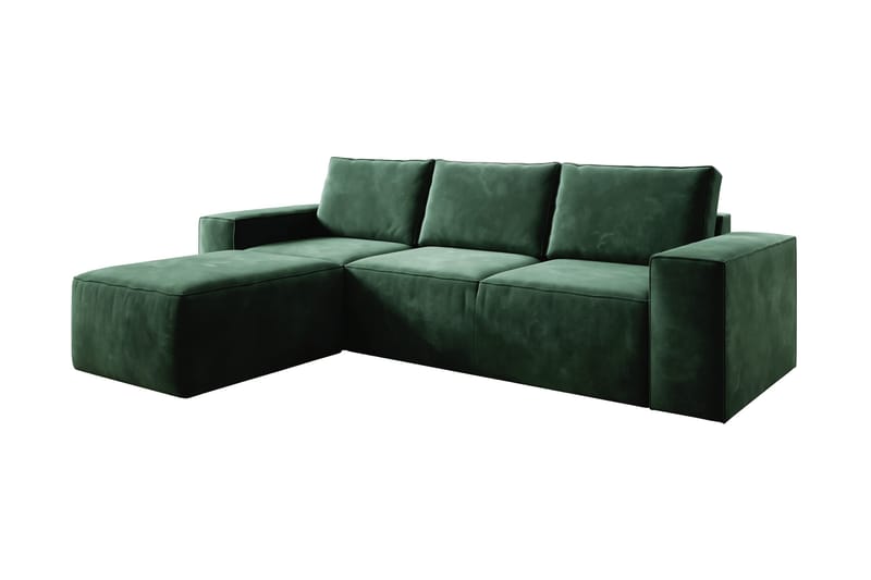 Kamli Sovesofa m. Chaiselong med Opbevaring, Grøn