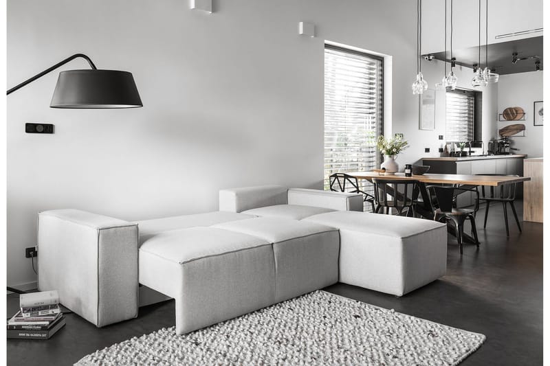 Kamli Sovesofa m. Chaiselong med Opbevaring - Lysegrå - Møbler - Sofaer - Sovesofaer - Sovesofa chaiselong