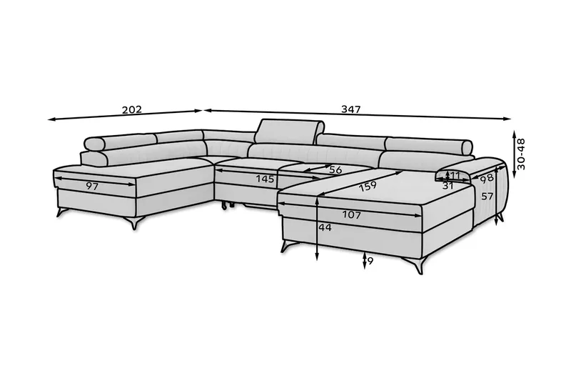 Kamran Sovesofa m. Chaiselonger med Opbevaring - Beige - Møbler - Sofaer - Sovesofaer - Sovesofa chaiselong