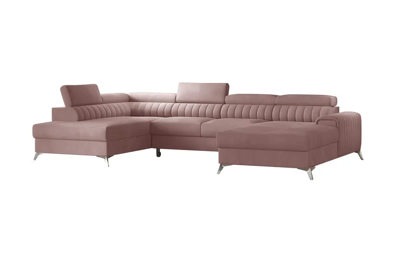 Kamran Sovesofa m. Chaiselonger med Opbevaring, Lyserød