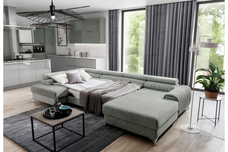 Kamran Sovesofa m. Chaiselonger med Opbevaring - Lyserød - Møbler - Sofaer - Sovesofaer - Sovesofa chaiselong