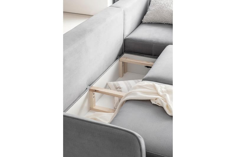 Lence Sovesofa m. Chaiselong Opbevaring - Beige - Møbler - Sofaer - Sovesofaer - Sovesofa chaiselong