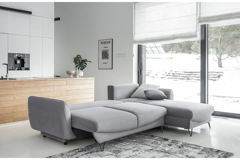 Lence Sovesofa m. Chaiselong Opbevaring - Beige - Møbler - Sofaer - Sovesofaer - Sovesofa chaiselong