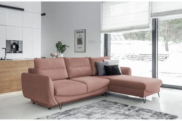 Lence Sovesofa m. Chaiselong Opbevaring - Lys lyserød - Møbler - Sofaer - Sovesofaer - Sovesofa chaiselong