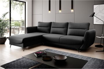 Lence Sovesofa m. Chaiselong Opbevaring - Sort - Møbler - Sofaer - Sovesofaer - Sovesofa chaiselong