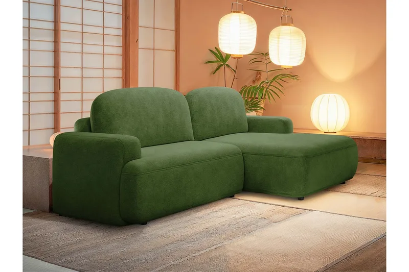 Lifeina Sovesofa Med 2-Personers Divan - Grøn - Møbler - Sofaer - Sovesofaer - Sovesofa chaiselong