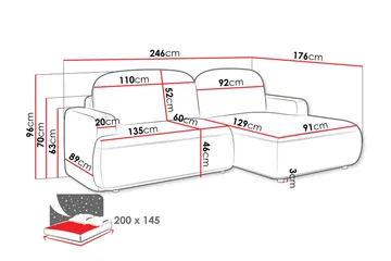 Lifeina Sovesofa Med 2-Personers Divan - Grøn - Møbler - Sofaer - Sovesofaer - Sovesofa chaiselong