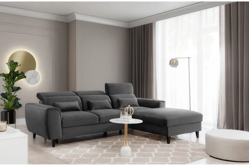 Manni 3-personers Sovesofa med Divan og Opbevaring, Mørkegrå