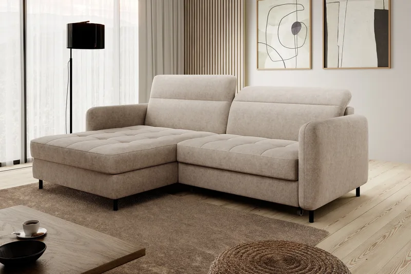 Manoti 3-personers Sovesofa med Divan og Opbevaring, Beige