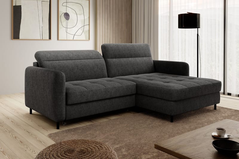Manoti 3-personers Sovesofa med Divan og Opbevaring, Mørkegrå