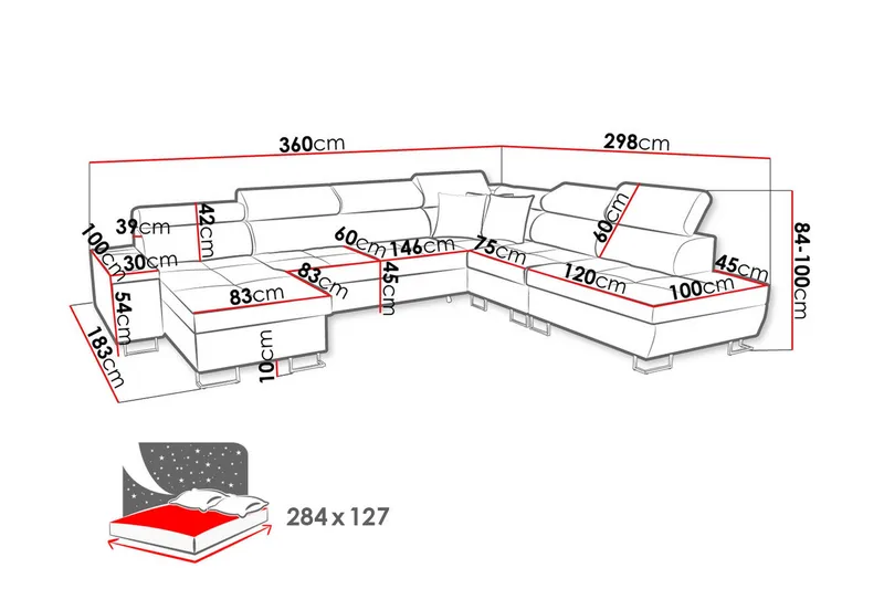 Morenia Sovesofa m. To Chaiselonger - Møbler - Sofaer - Sovesofaer - Sovesofa chaiselong