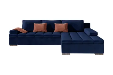 Naoma Hjørnesovesofa Chaiselong Højre - Mørkeblå - Møbler - Sofaer - Sovesofaer - Sovesofa chaiselong