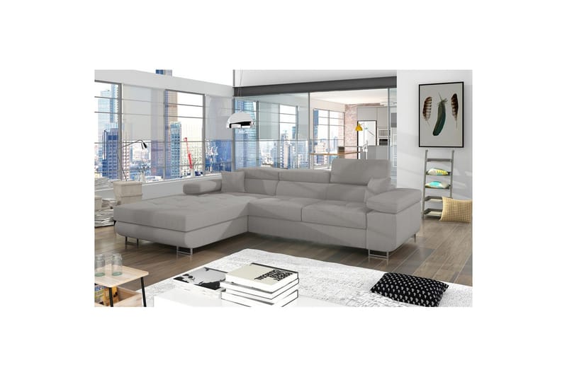 Sektionssofa Eltap Armando 289x85x203 cm - Jarell 03, Lysegrå, Venstre - Møbler - Sofaer - Sovesofaer - Sovesofa chaiselong