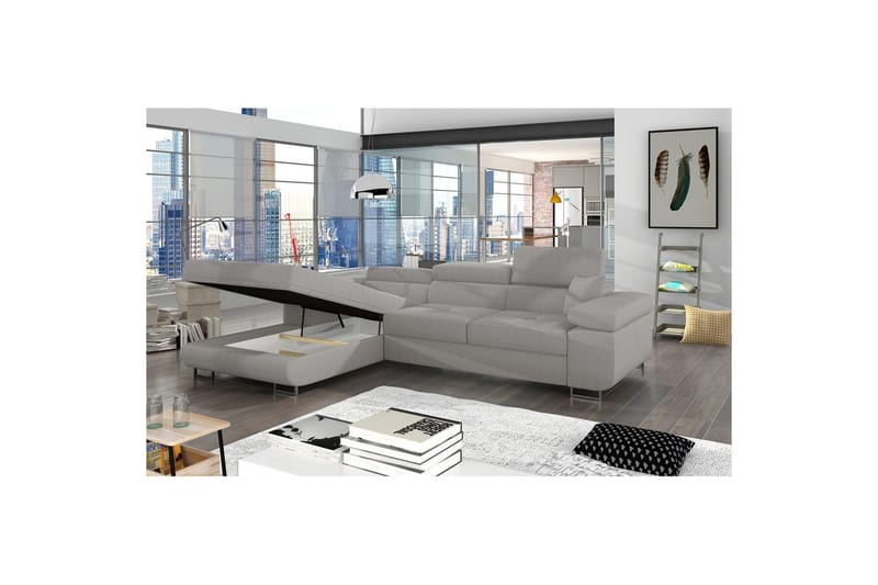 Sektionssofa Eltap Armando 289x85x203 cm - Jarell 03, Lysegrå, Venstre - Møbler - Sofaer - Sovesofaer - Sovesofa chaiselong