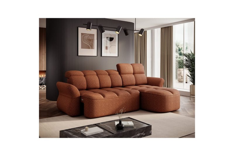 Sektionssofa Eltap Beneth 301x115x185 cm - Breona 30, Orange, Højre - Møbler - Sofaer - Sovesofaer - Sovesofa chaiselong