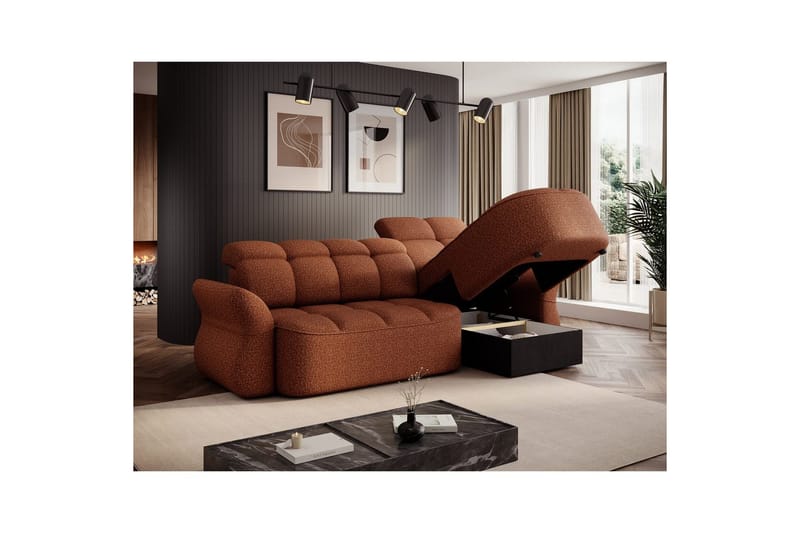 Sektionssofa Eltap Beneth 301x115x185 cm - Breona 30, Orange, Højre - Møbler - Sofaer - Sovesofaer - Sovesofa chaiselong