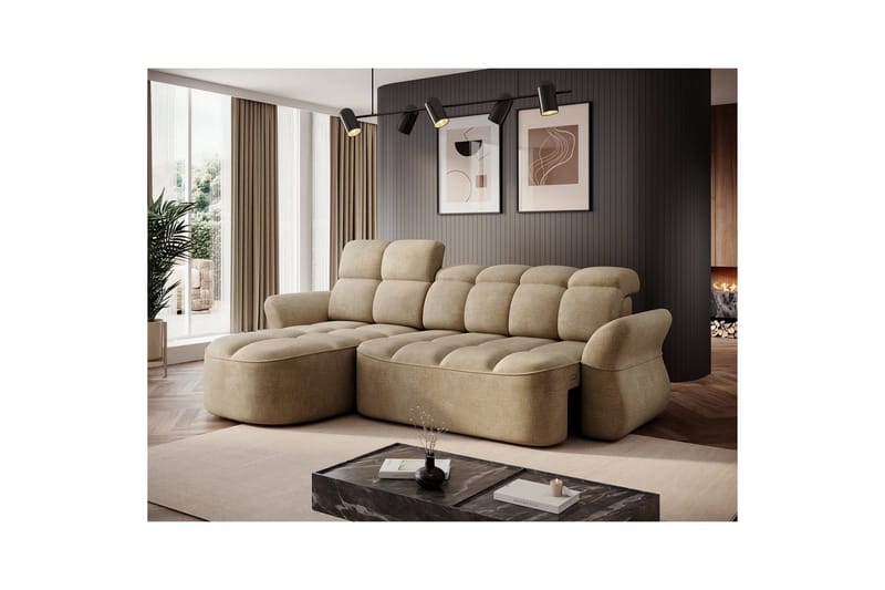 Sektionssofa Eltap Beneth 301x115x185 cm - Nube 20, Beige, Venstre - Møbler - Sofaer - Sovesofaer - Sovesofa chaiselong