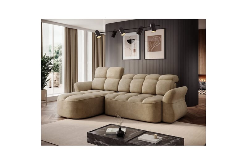 Sektionssofa Eltap Beneth 301x115x185 cm - Nube 20, Beige, Venstre - Møbler - Sofaer - Sovesofaer - Sovesofa chaiselong