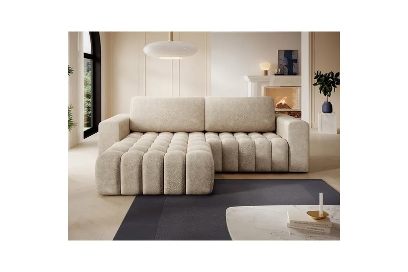 Sektionssofa Eltap Bonett 250x175x92 cm - Dora 21 Beige, Venstre - Møbler - Sofaer - Sovesofaer - Sovesofa chaiselong