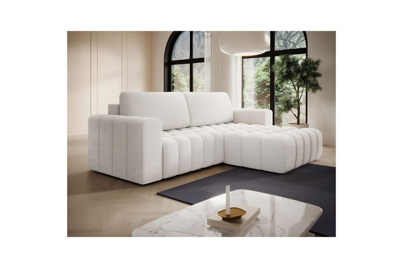 Sektionssofa Eltap Bonett 250x175x92 cm - Jaffray 01, Hvid, Højre - Møbler - Sofaer - Sovesofaer - Sovesofa chaiselong