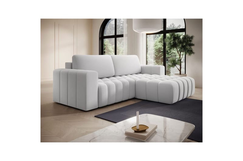 Sektionssofa Eltap Bonett 250x175x92 cm - Solar 01, Hvid, Højre - Møbler - Sofaer - Sovesofaer - Sovesofa chaiselong