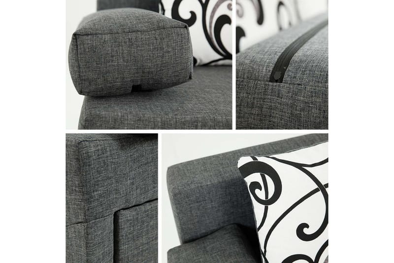 Skatteg Sofa med Ottoman - Sort|Grå - Møbler - Sofaer - Sovesofaer - Sovesofa chaiselong