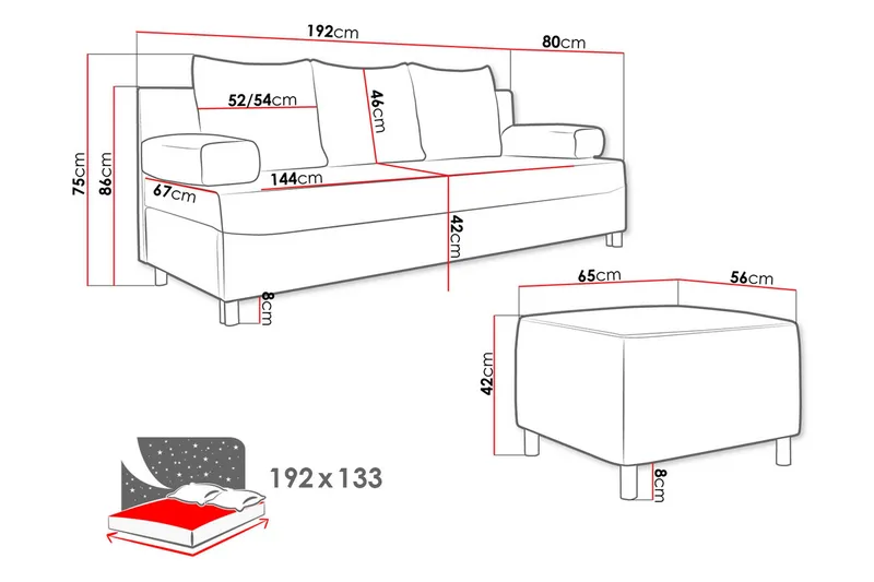 Skatteg sovesofa - Møbler - Sofaer - Sovesofaer - Sovesofa chaiselong