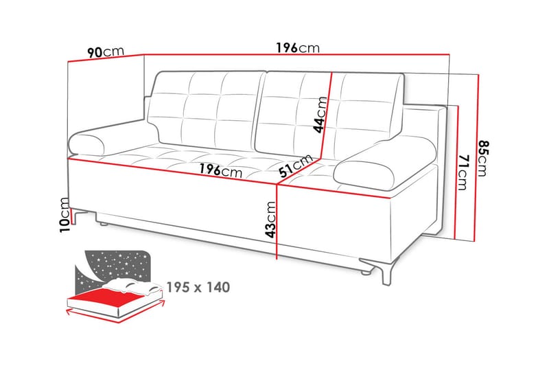 Sovesofa FABIO - Sovesofaer - 3 personers sovesofa