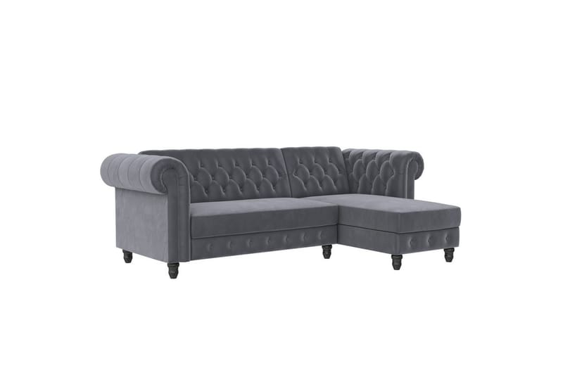 Sovesofa Felix 241x154x83 cm, Antracit, Velour - 241x154x83 cm, Antracit, Velour - Møbler - Sofaer - Sovesofaer