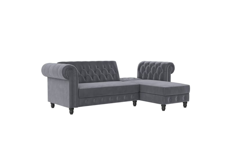 Sovesofa Felix 241x154x83 cm, Antracit, Velour - 241x154x83 cm, Antracit, Velour - Møbler - Sofaer - Sovesofaer