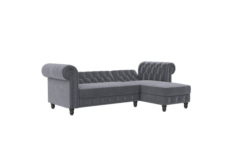 Sovesofa Felix 241x154x83 cm, Antracit, Velour - 241x154x83 cm, Antracit, Velour - Møbler - Sofaer - Sovesofaer