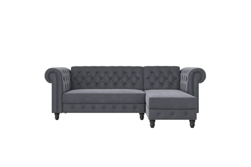 Sovesofa Felix 241x154x83 cm, Antracit, Velour - 241x154x83 cm, Antracit, Velour - Møbler - Sofaer - Sovesofaer