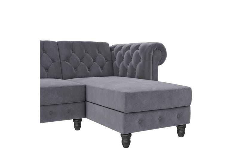 Sovesofa Felix 241x154x83 cm, Antracit, Velour - 241x154x83 cm, Antracit, Velour - Møbler - Sofaer - Sovesofaer