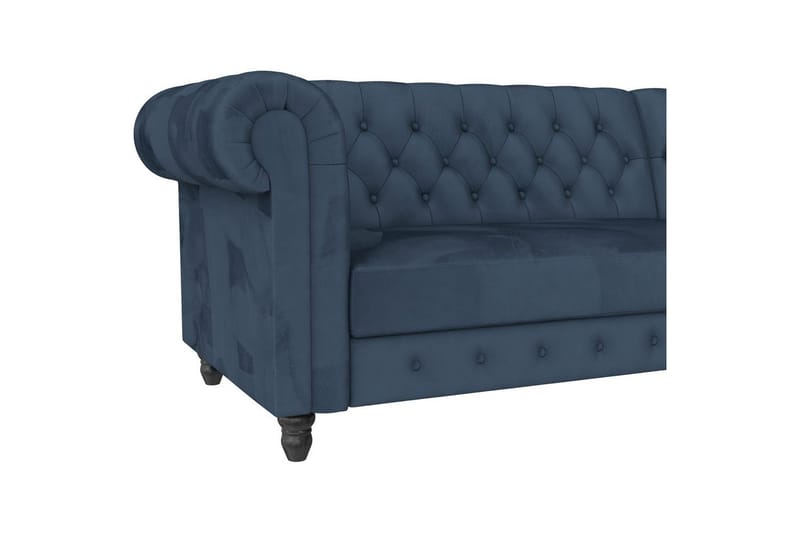 Sovesofa Felix 241x154x83 cm, Blå, Velour/Træ/Metal - 241x154x83 cm, Blå, Velour/Træ/Metal - Møbler - Sofaer - Sovesofaer