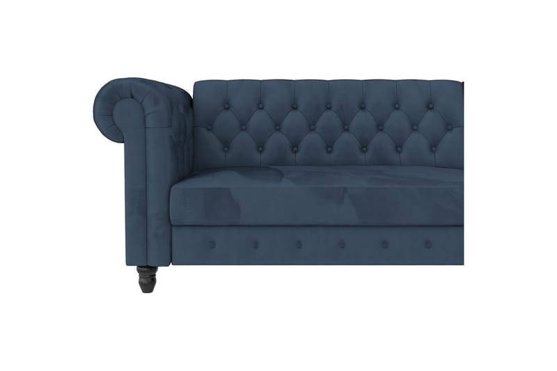 Sovesofa Felix 241x154x83 cm, Blå, Velour/Træ/Metal - 241x154x83 cm, Blå, Velour/Træ/Metal - Møbler - Sofaer - Sovesofaer
