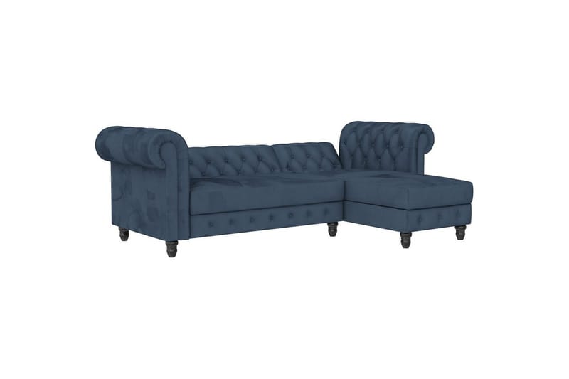 Sovesofa Felix 241x154x83 cm, Blå, Velour/Træ/Metal - 241x154x83 cm, Blå, Velour/Træ/Metal - Møbler - Sofaer - Sovesofaer