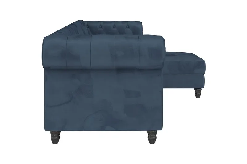 Sovesofa Felix 241x154x83 cm, Blå, Velour/Træ/Metal - 241x154x83 cm, Blå, Velour/Træ/Metal - Møbler - Sofaer - Sovesofaer
