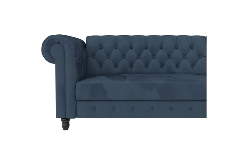 Sovesofa Felix 241x154x83 cm, Blå, Velour/Træ/Metal - 241x154x83 cm, Blå, Velour/Træ/Metal - Møbler - Sofaer - Sovesofaer