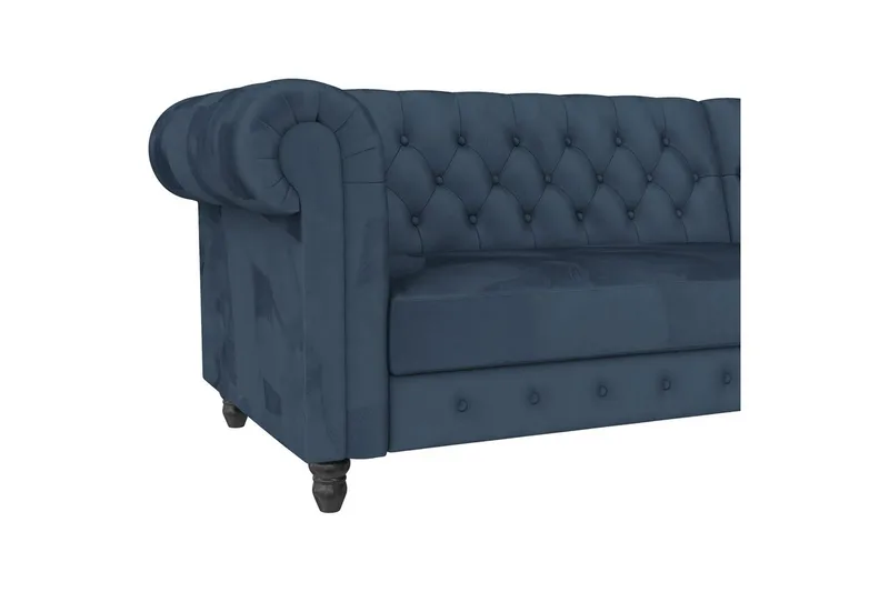 Sovesofa Felix 241x154x83 cm, Blå, Velour/Træ/Metal - 241x154x83 cm, Blå, Velour/Træ/Metal - Møbler - Sofaer - Sovesofaer