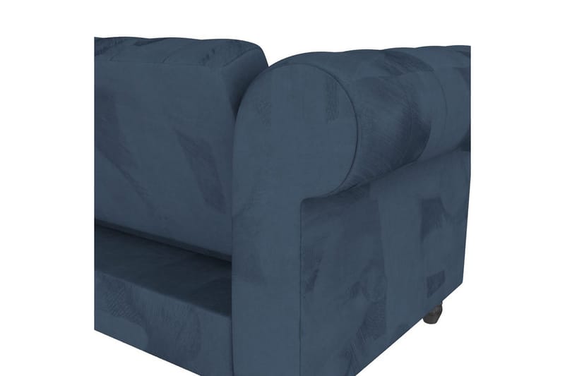 Sovesofa Felix 241x154x83 cm, Blå, Velour/Træ/Metal - 241x154x83 cm, Blå, Velour/Træ/Metal - Møbler - Sofaer - Sovesofaer