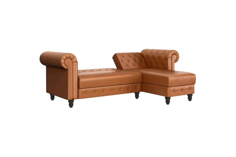 Sovesofa Felix 241x154x83 cm, Cognac, PU/Træ/Metal - 241x154x83 cm, Cognac, PU/Træ/Metal - Møbler - Sofaer - Sovesofaer