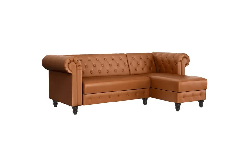 Sovesofa Felix 241x154x83 cm, Cognac, PU/Træ/Metal, 241x154x83 cm, Cognac, PU/Træ/Metal