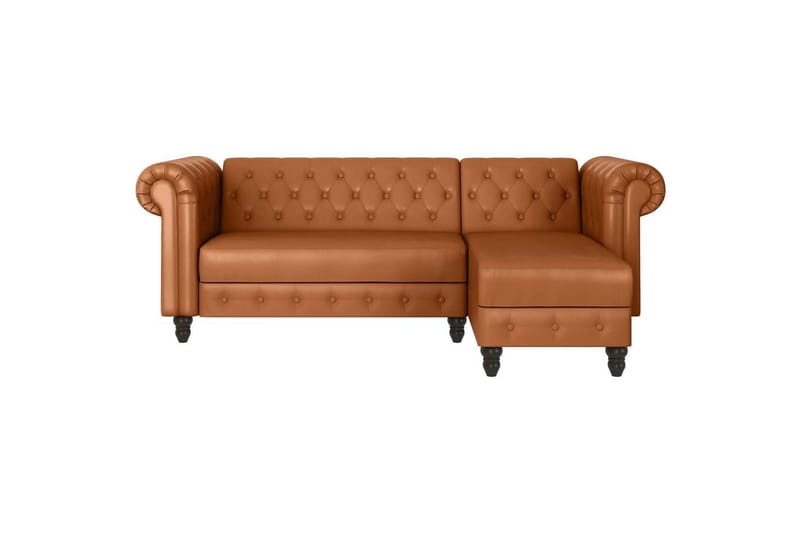 Sovesofa Felix 241x154x83 cm, Cognac, PU/Træ/Metal - 241x154x83 cm, Cognac, PU/Træ/Metal - Møbler - Sofaer - Sovesofaer
