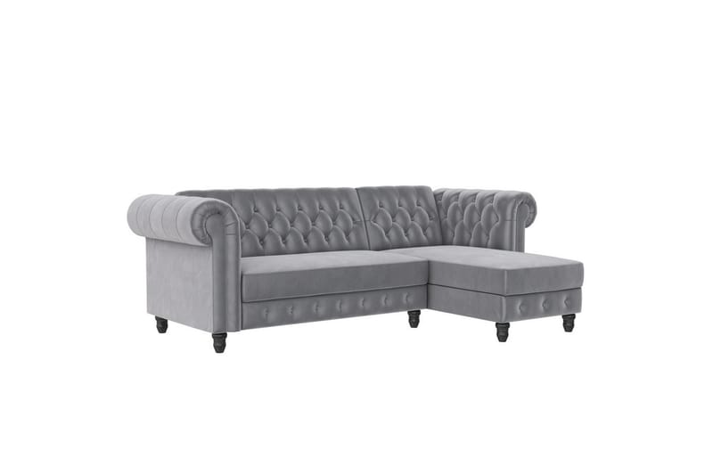 Sovesofa Felix 241x154x83 cm, Lys Grå, Velour - 241x154x83 cm, Lys Grå, Velour - Møbler - Sofaer - Sovesofaer