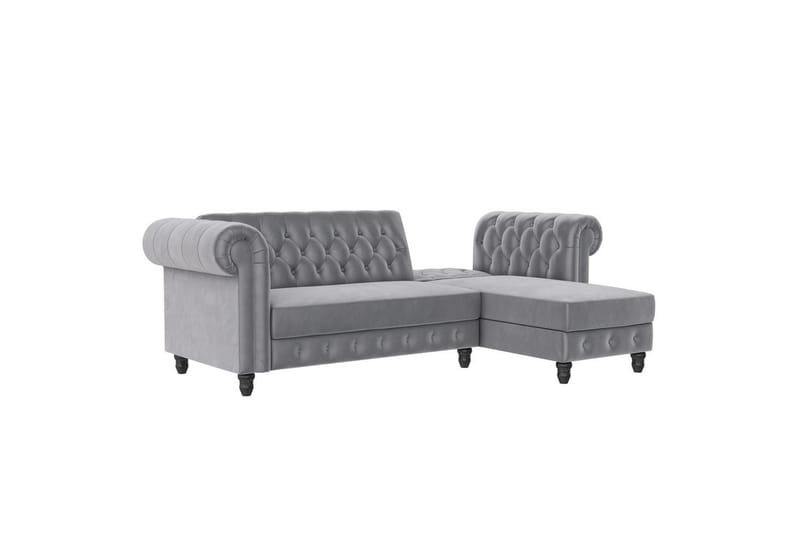 Sovesofa Felix 241x154x83 cm, Lys Grå, Velour - 241x154x83 cm, Lys Grå, Velour - Møbler - Sofaer - Sovesofaer