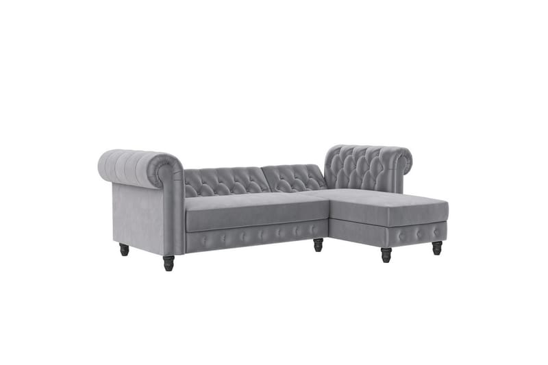 Sovesofa Felix 241x154x83 cm, Lys Grå, Velour - 241x154x83 cm, Lys Grå, Velour - Møbler - Sofaer - Sovesofaer