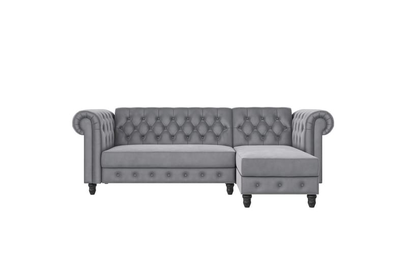 Sovesofa Felix 241x154x83 cm, Lys Grå, Velour - 241x154x83 cm, Lys Grå, Velour - Møbler - Sofaer - Sovesofaer