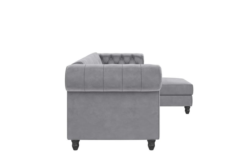 Sovesofa Felix 241x154x83 cm, Lys Grå, Velour - 241x154x83 cm, Lys Grå, Velour - Møbler - Sofaer - Sovesofaer