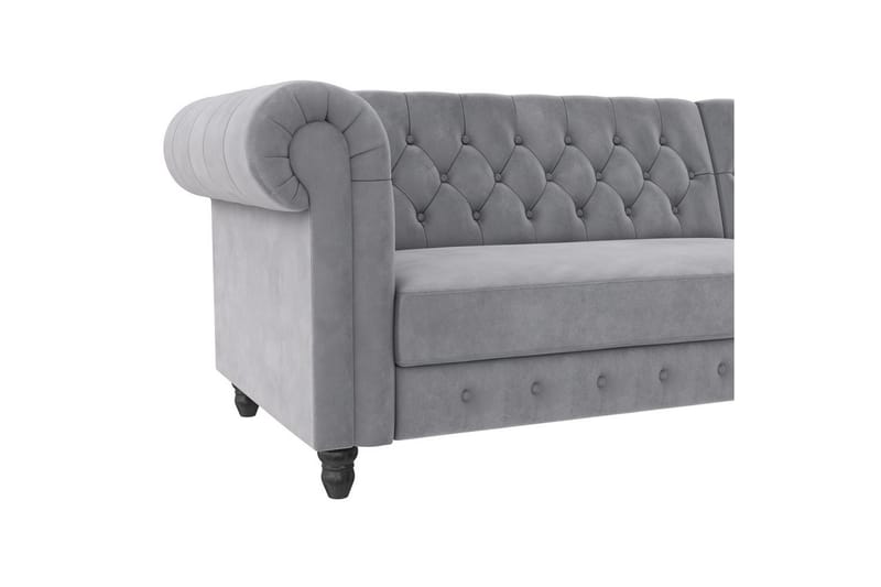 Sovesofa Felix 241x154x83 cm, Lys Grå, Velour - 241x154x83 cm, Lys Grå, Velour - Møbler - Sofaer - Sovesofaer